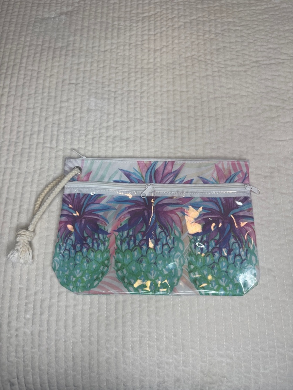 Morgan Home Wet/Dry Pouch with Teal & Purple Pineappless